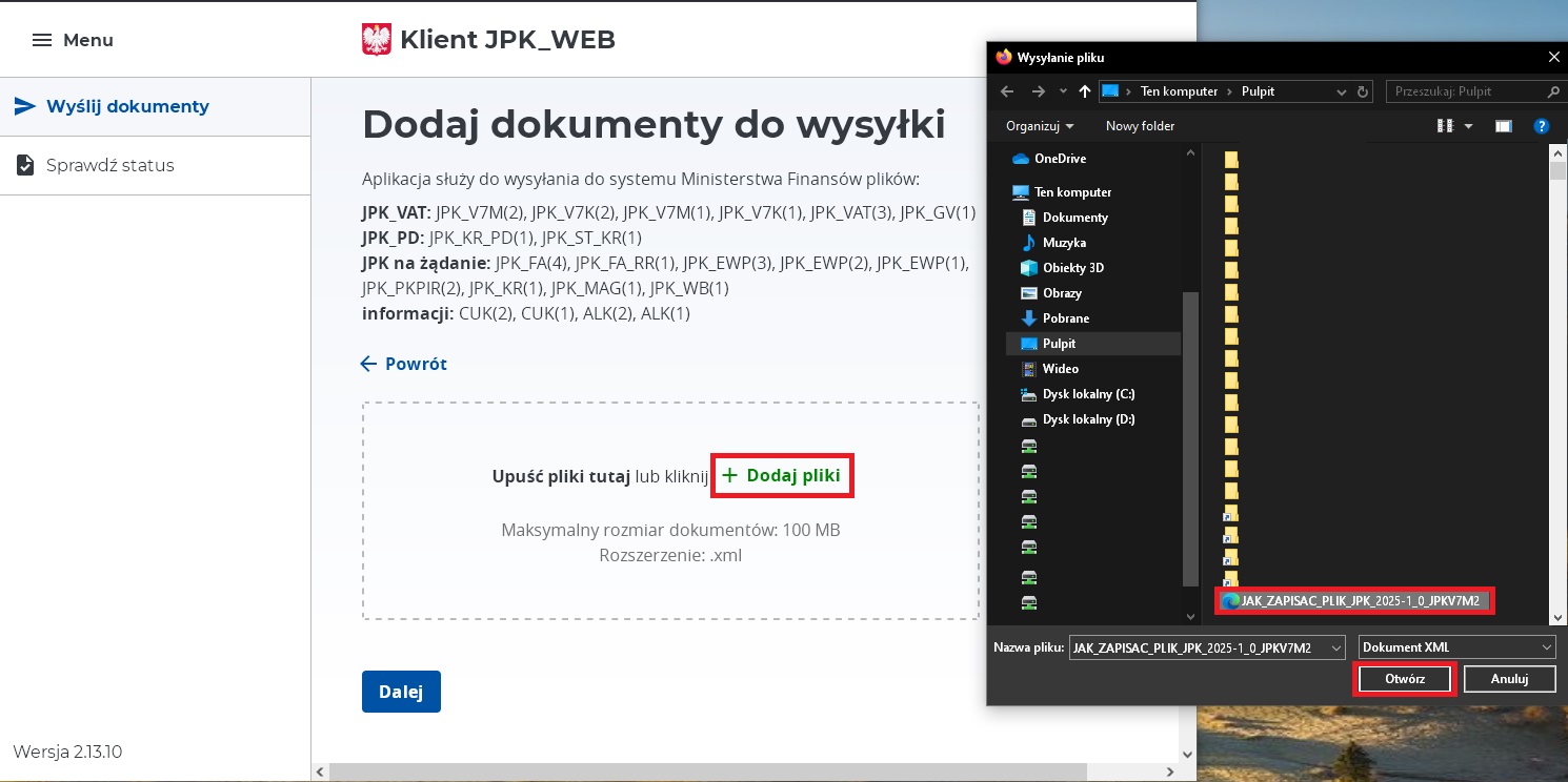 Jak wygeneorwac plik XML JPK V7 05.jpg