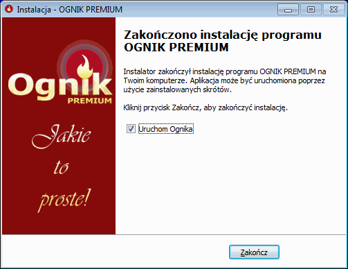 Instalacja programu Ognik Premium - gotowe